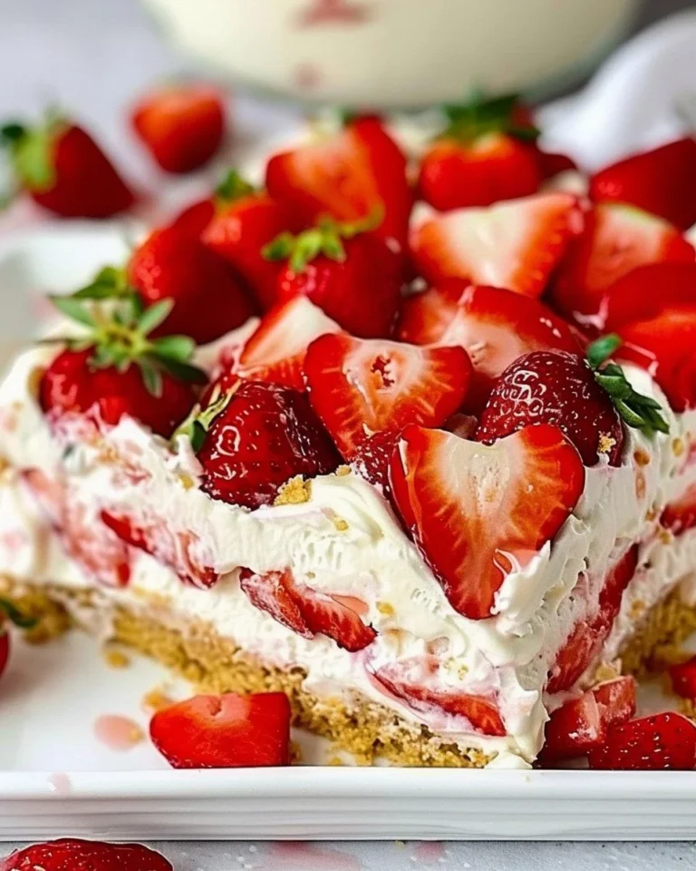 Delicious Strawberry Icebox Cake - no bake creamy dessert