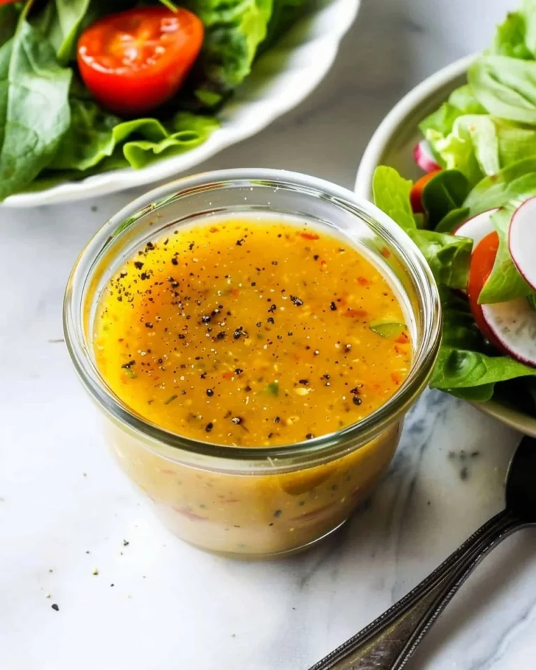 Bowl of Vegan Italian Dressing with fresh herbs and ingredients