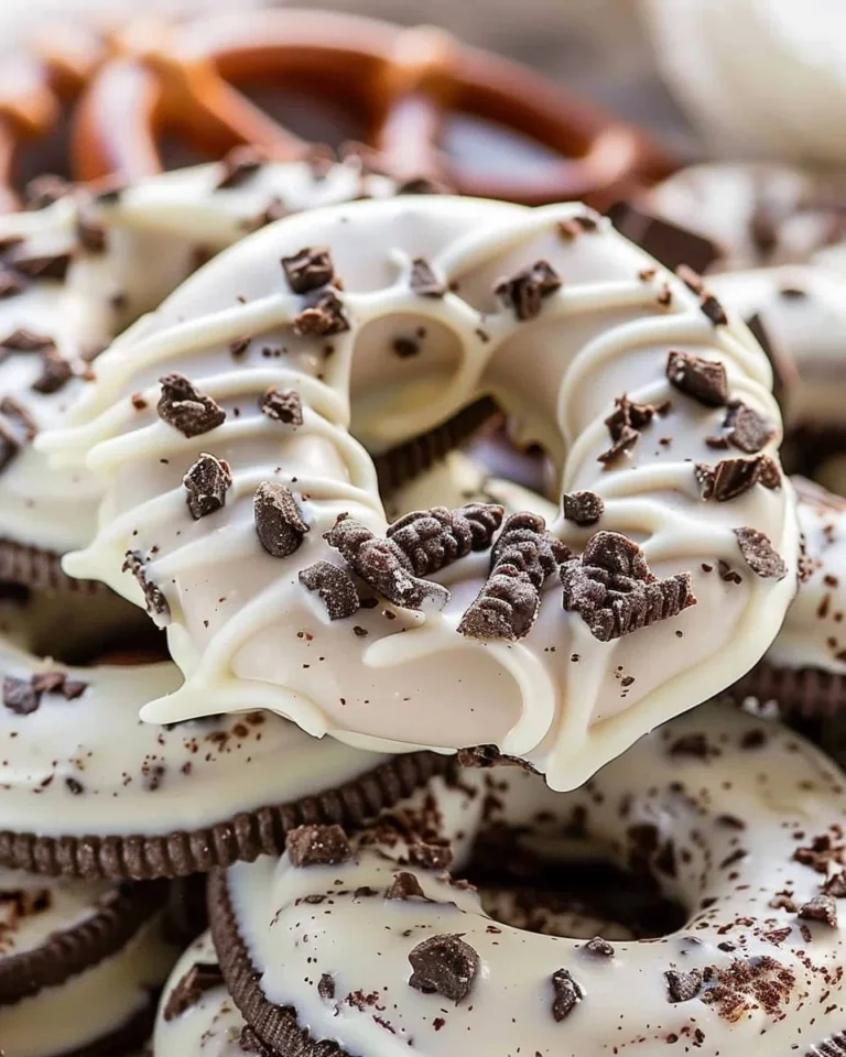 Delicious White Chocolate Oreo Pretzels, a perfect snack recipe for any occasion.