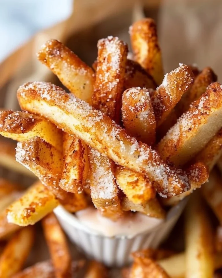 Crispy air fryer apple fries served with a dip