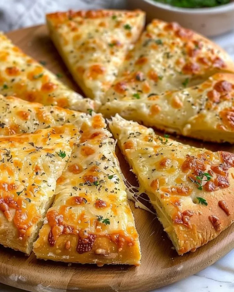 Delicious air fryer cheesy tortilla garlic bread with melted cheese and garlic flavor.