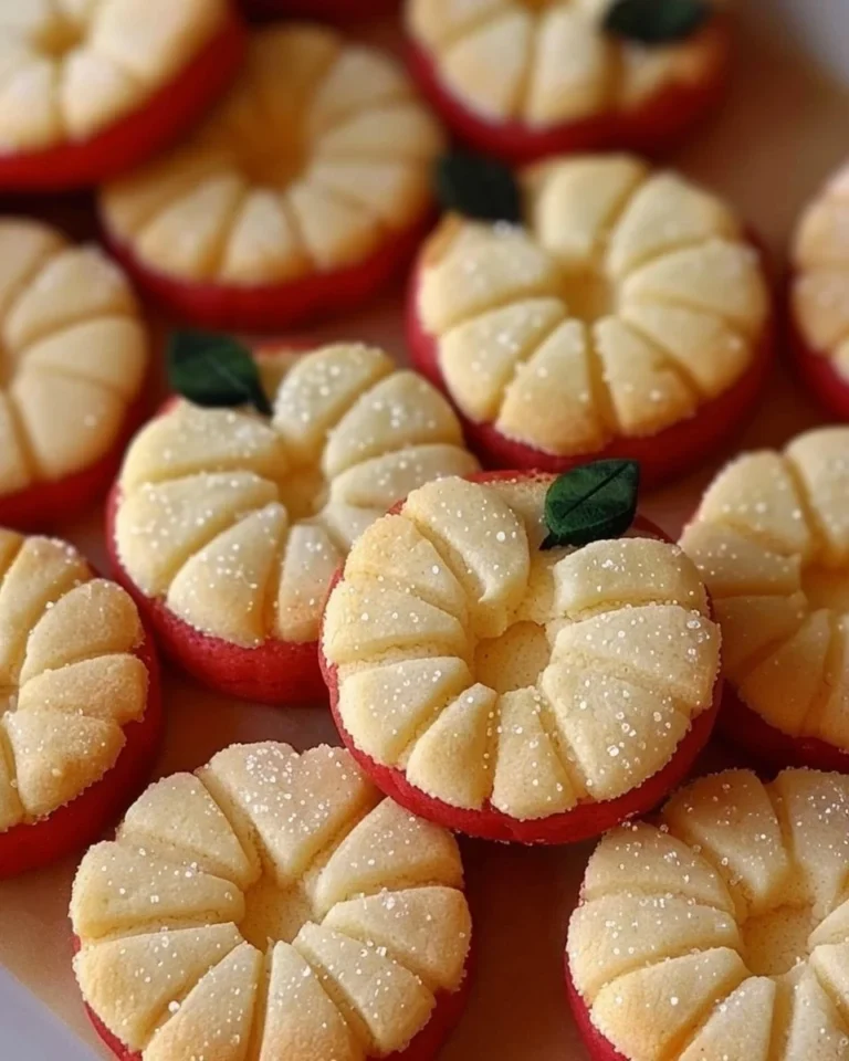 Delicious apple-shaped sugar cookies decorated with icing and sprinkles