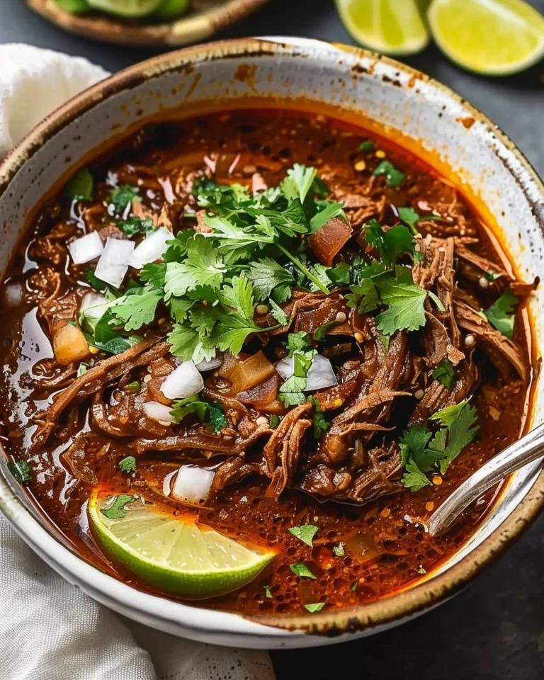 Delicious Beef Birria dish garnished with cilantro and onion