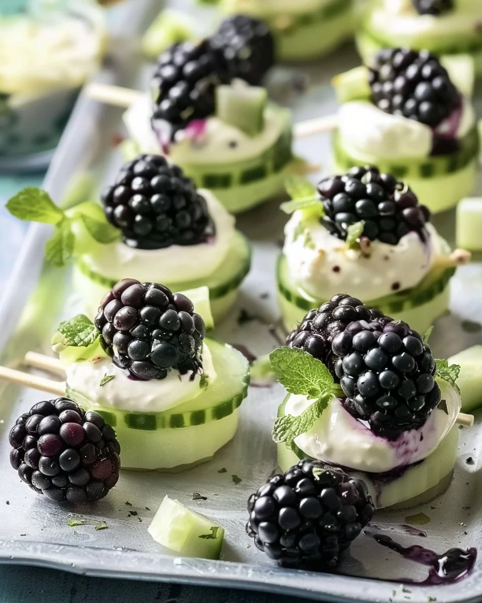 Blackberry-Cucumber Caprese Bites
