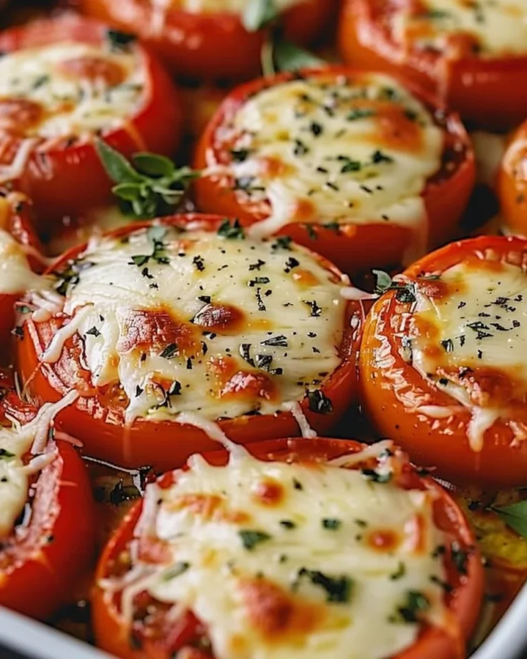 Delicious cheesy baked tomatoes fresh from the oven