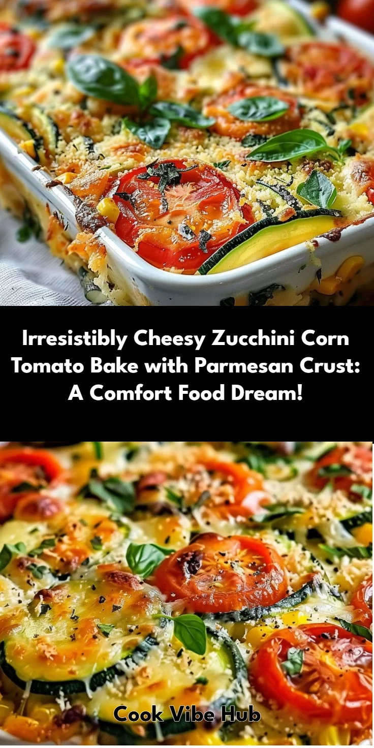 Cheesy Zucchini Corn Tomato Bake with Parmesan Crust