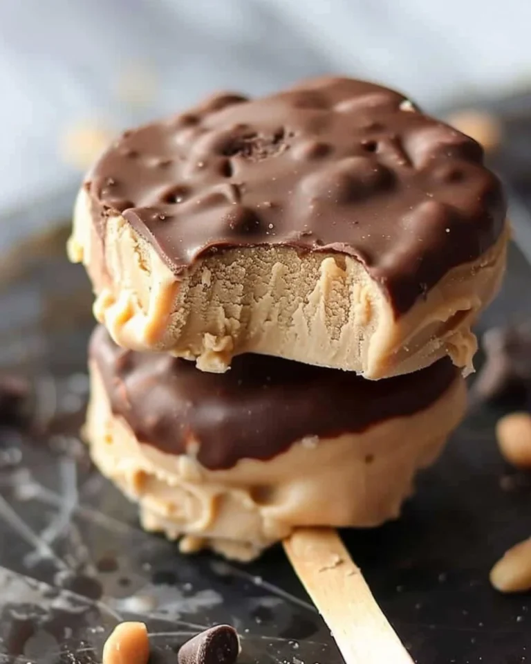 Delicious creamy peanut butter frozen yogurt bars ready to be enjoyed.