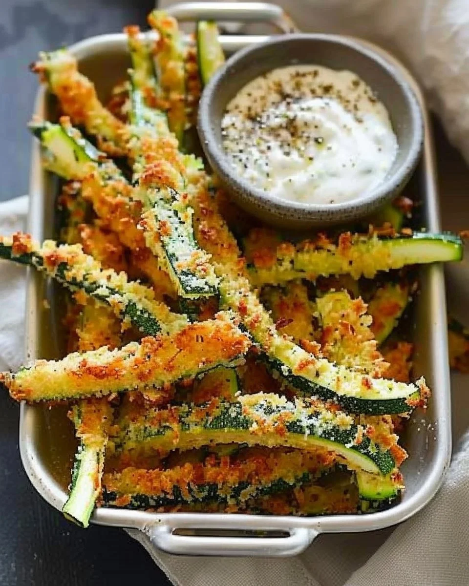 Crispy Zucchini Fries with Ranch Dressing