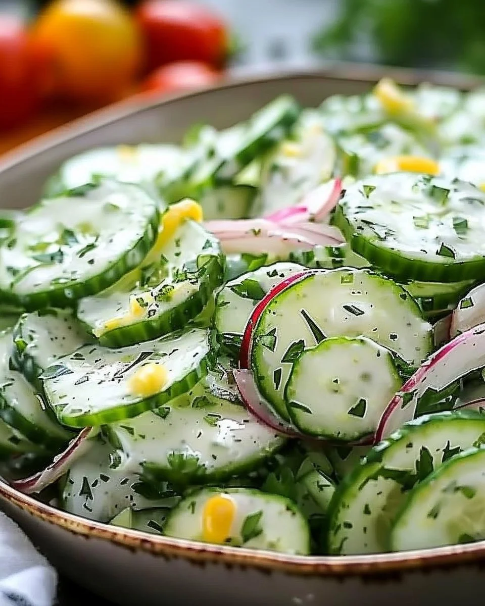 Delicious Cucumber Ranch Crack Salad served in a bowl, perfect for summer picnics.