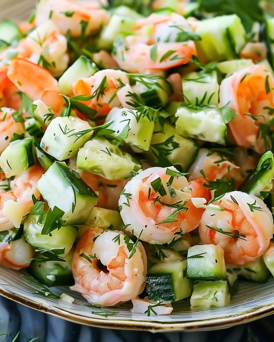 Fresh Cucumber Shrimp Salad with vibrant ingredients in a bowl