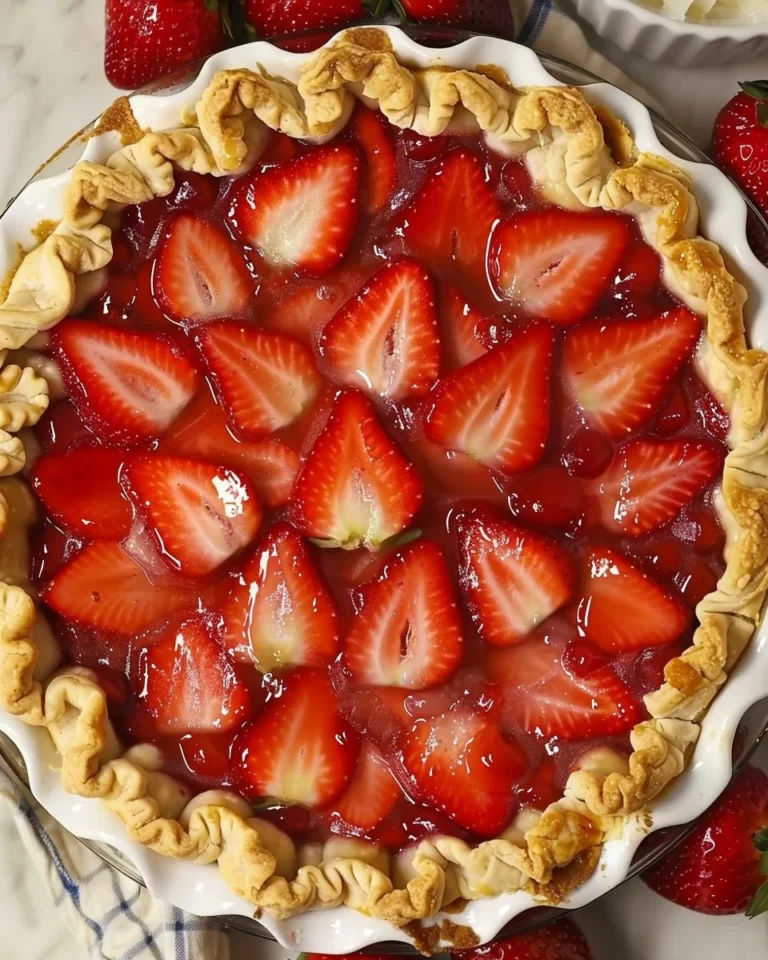 Delicious easy fresh strawberry pie with vibrant strawberries and flaky crust