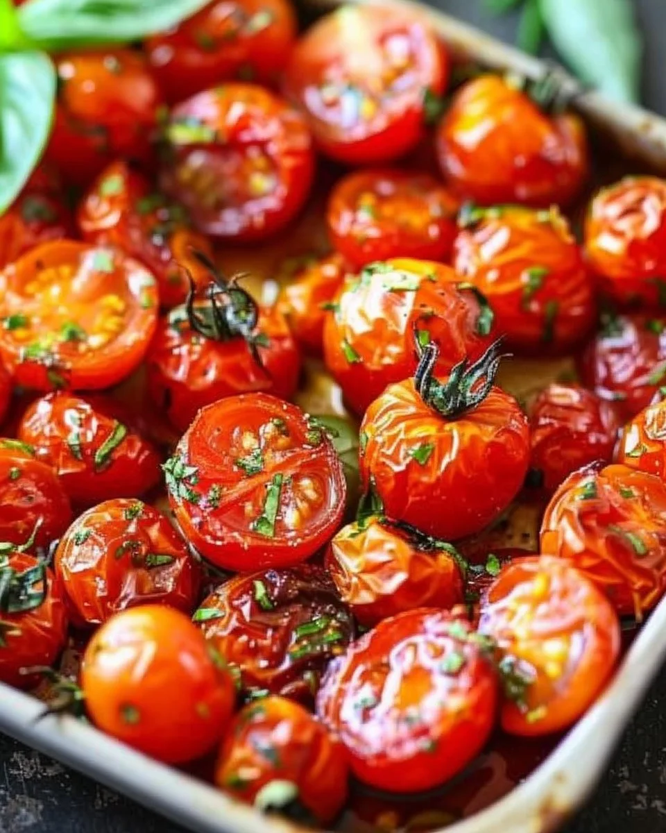 Garlic Roasted Cherry Tomatoes | Quick & Easy Recipe | Roasted cherry tomato dish, Recipes with roasted cherry tomatoes, Roasted cherry tomatoes with chili