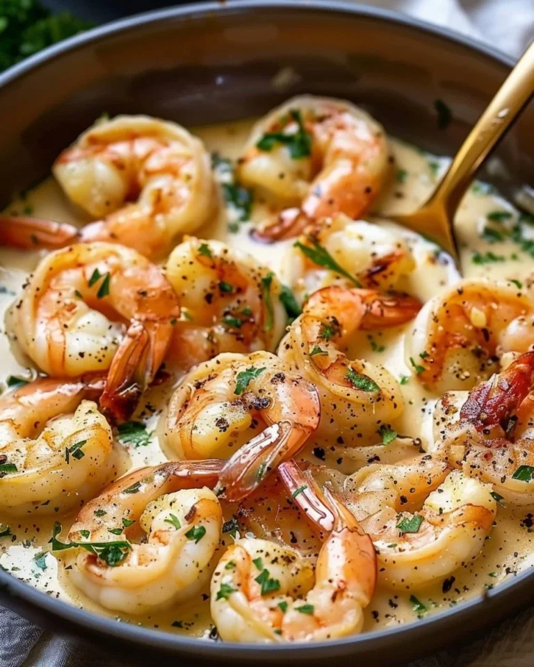 Delicious garlic shrimp in coconut milk served in a bowl