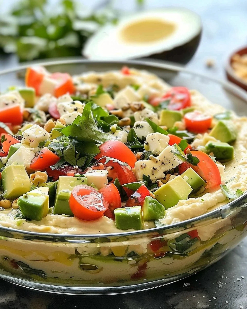 Greek Layered Dip with Hummus and Avocado