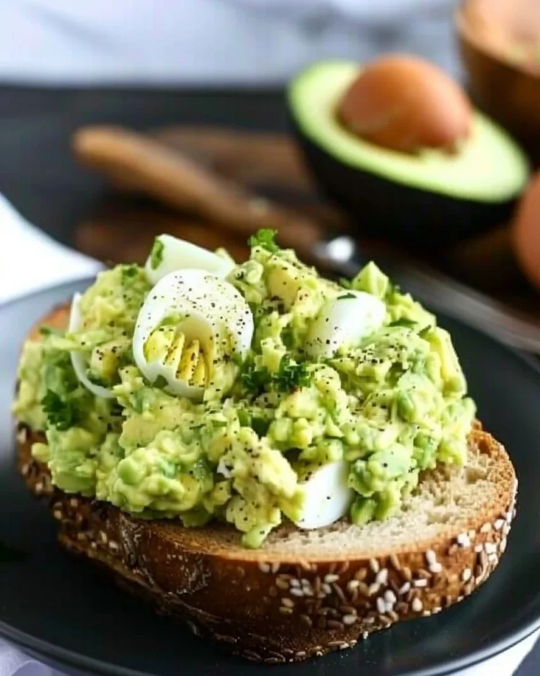 Healthy avocado egg salad with creamy texture and fresh ingredients