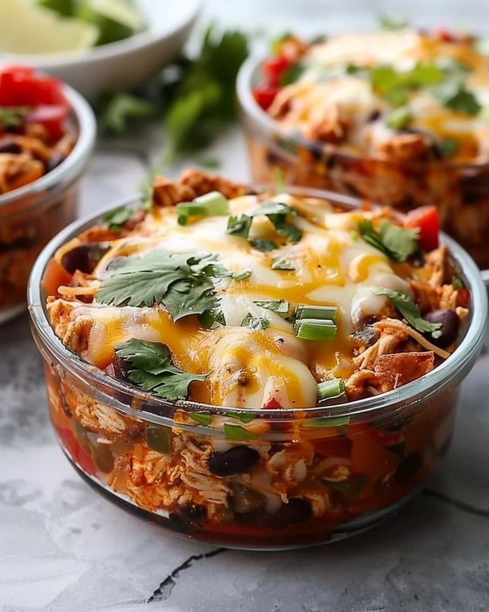 High-Protein Chicken Cottage Cheese Enchilada Bowls