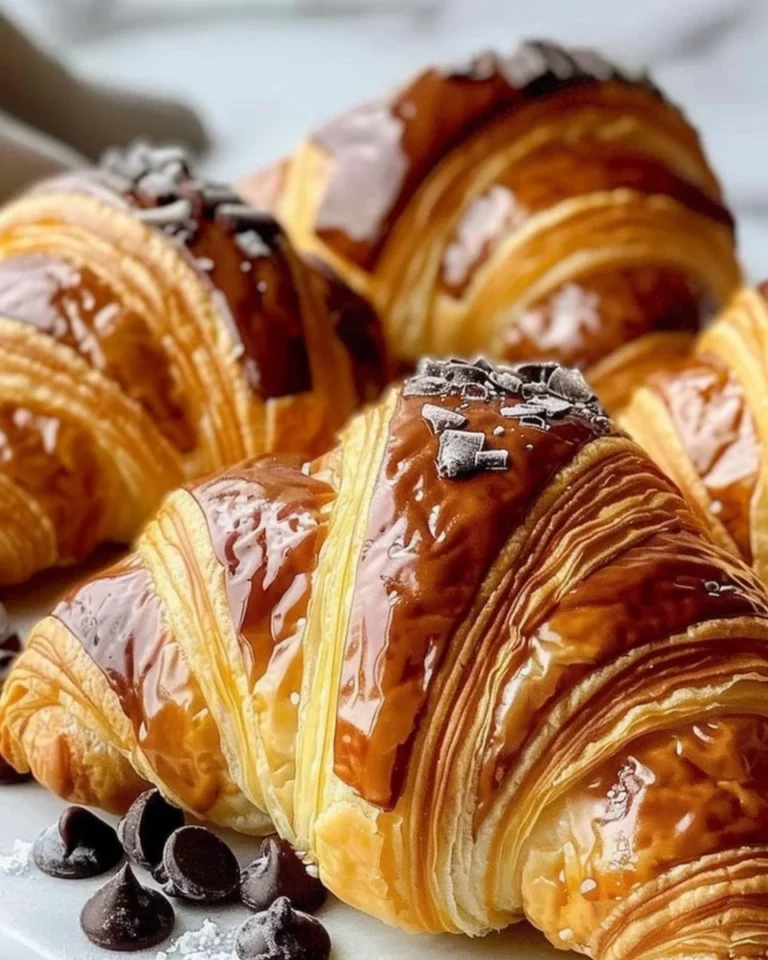 Delicious homemade chocolate croissants fresh out of the oven