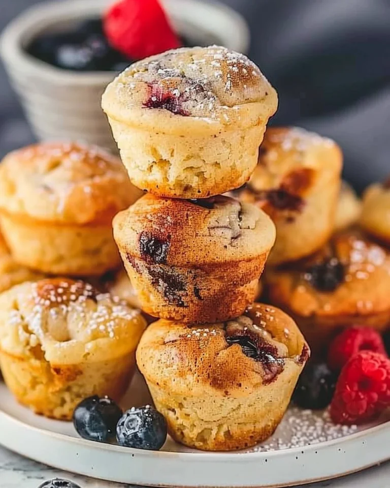 Delicious mini pancake muffins baked golden brown on a plate