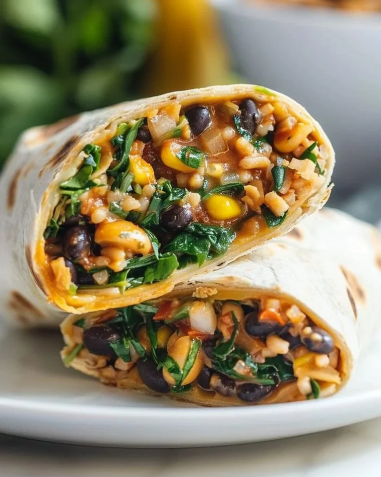 Minute black bean and spinach burritos ready to serve