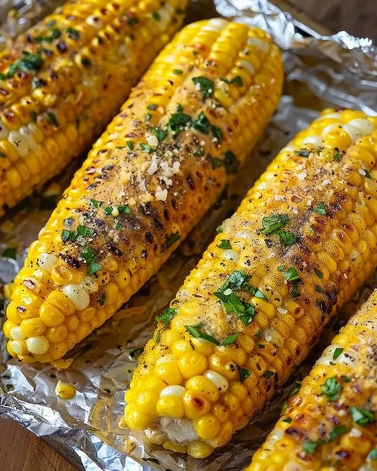 Oven-roasted corn on the cob served with butter and herbs