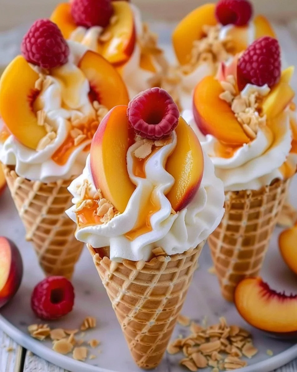 Peach Cobbler Cheesecake Cones