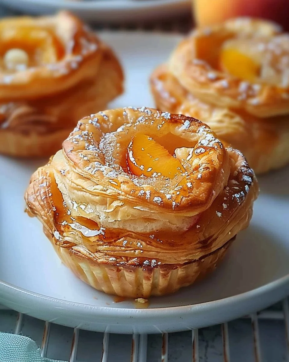 Peach Pie Croissant Muffins