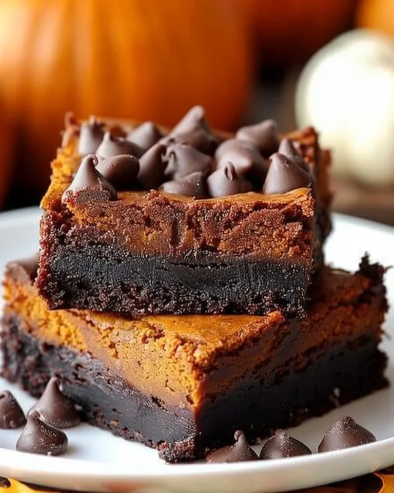 Delicious pumpkin brownie creation with chocolate and pumpkin flavors