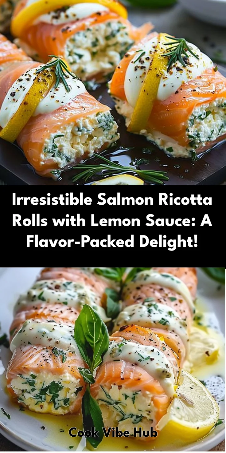 Salmon and Ricotta Rolls with Lemon Sauce