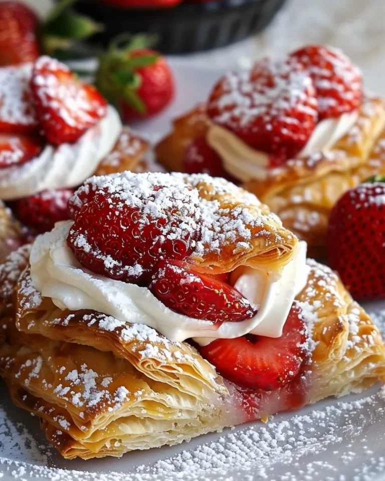 Delicious strawberry puff pastry ready to be served