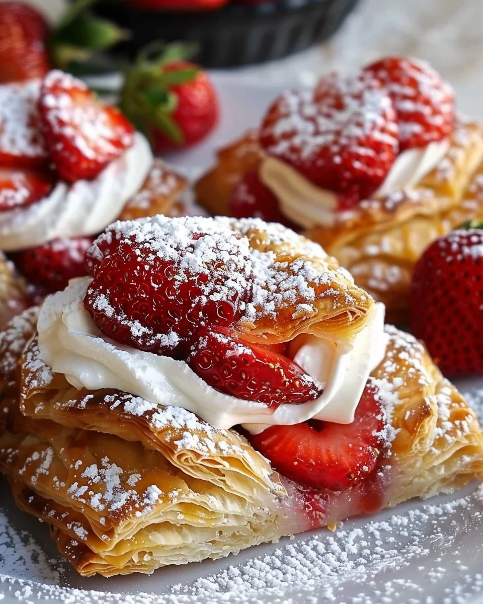 Delicious strawberry puff pastry ready to be served