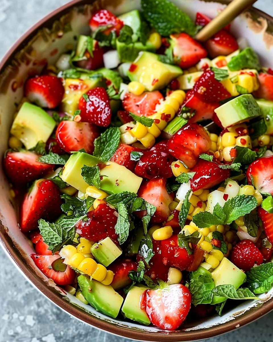 Summer Salad with Corn, Strawberries & Avocado