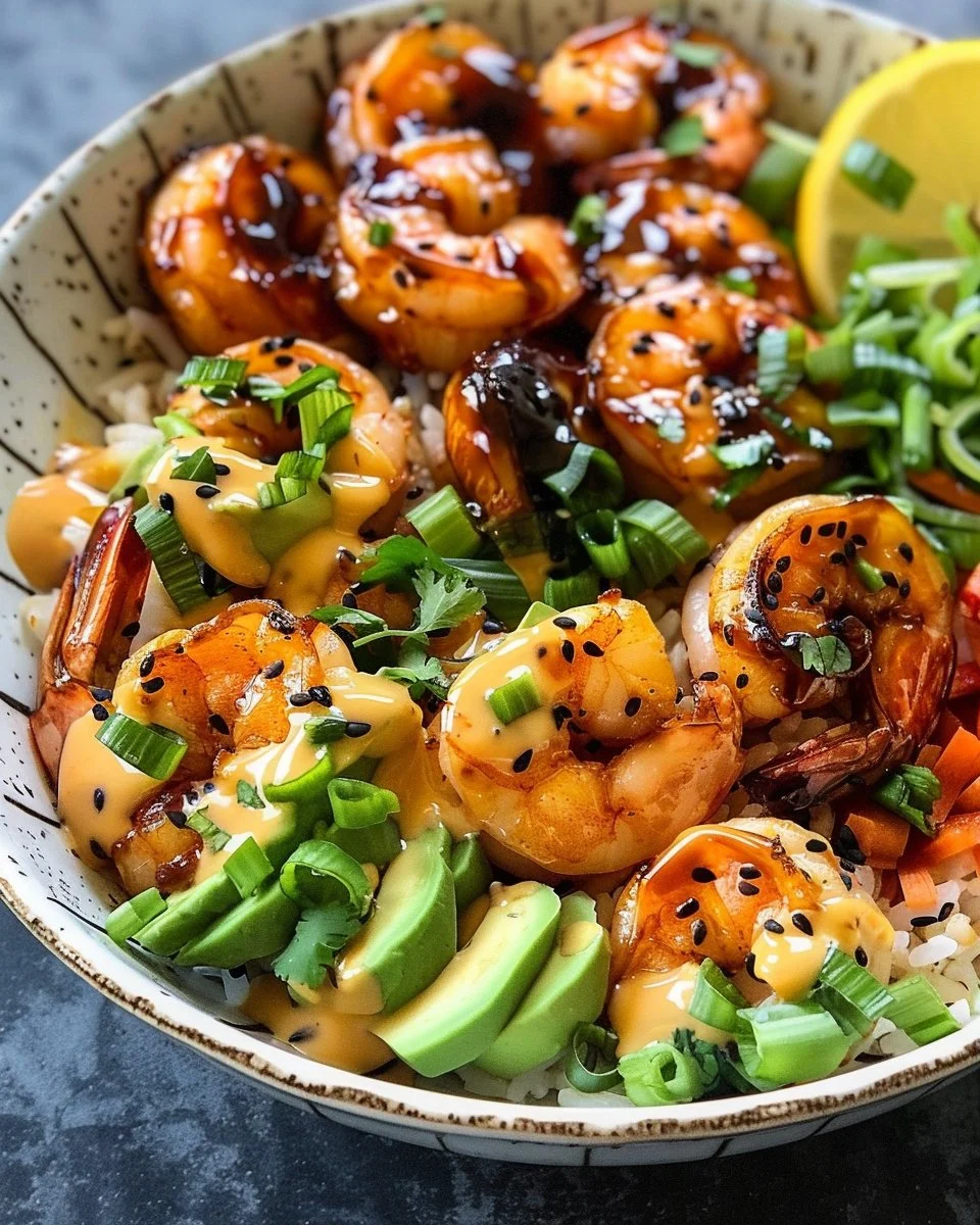 Teriyaki Shrimp Rice Bows