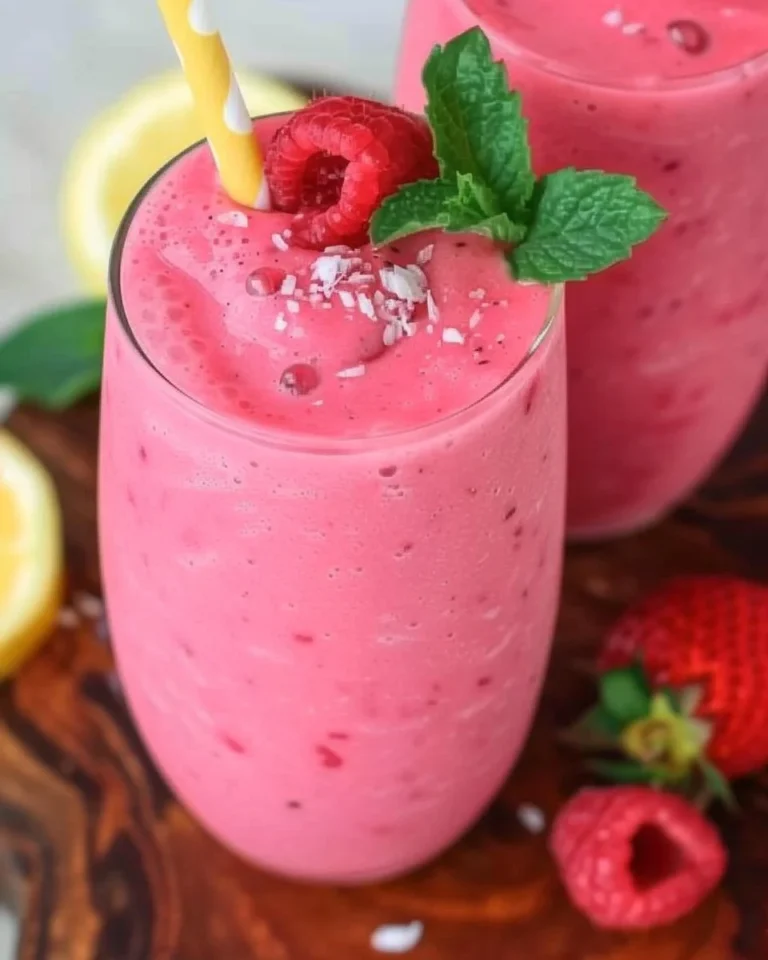 Delicious tropical smoothie made with fresh fruits and coconut