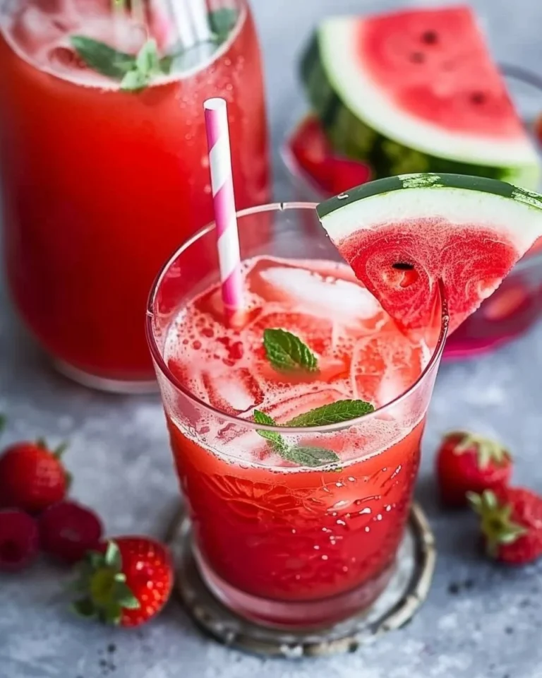 Refreshing watermelon agua fresca served in a glass with mint leaves.