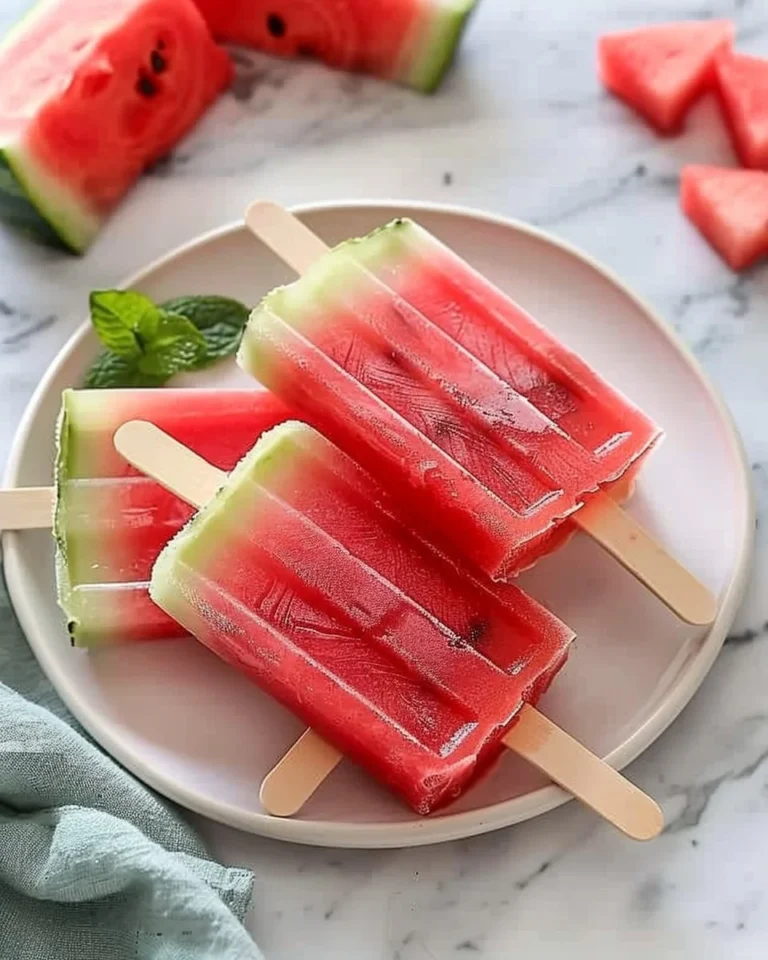 Homemade watermelon popsicles on a sunny day