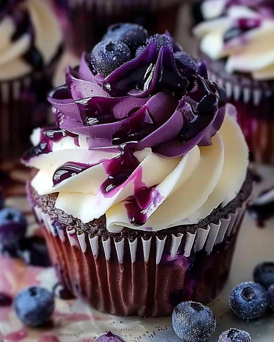 White Chocolate Blueberry Cheesecake Cupcakes