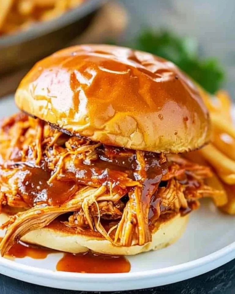 Delicious pulled BBQ chicken made in a crockpot for easy meal preparation
