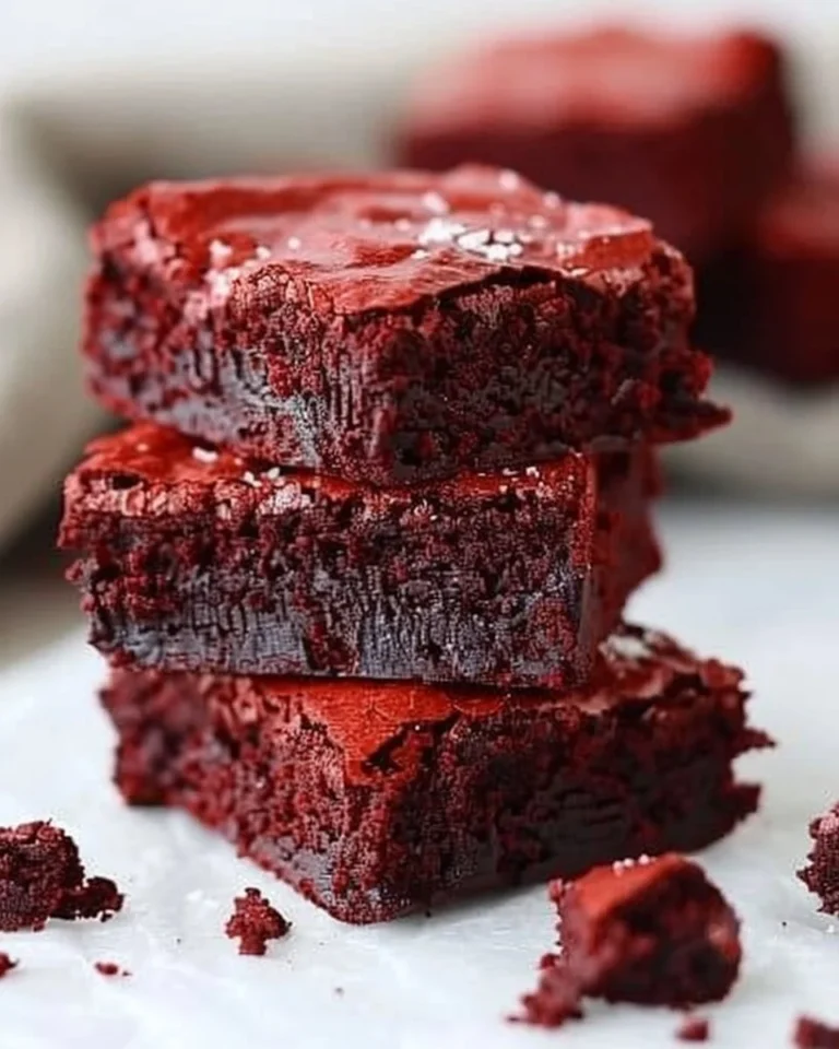 Delicious homemade red velvet brownies on a plate