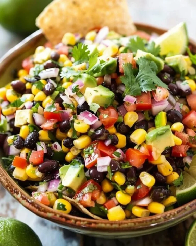 Colorful Cowboy Caviar salad in a bowl with fresh ingredients