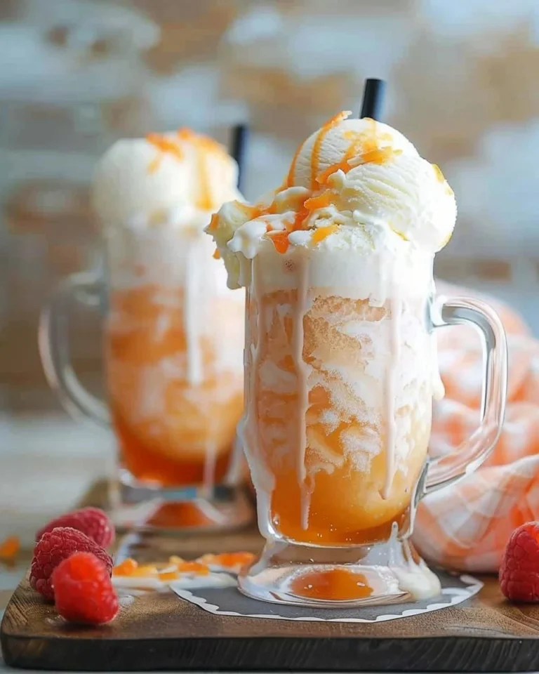 Delicious Fanta ice cream float topped with colorful ingredients