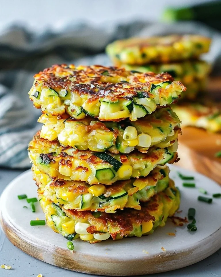 Delicious zucchini and corn fritters served on a plate