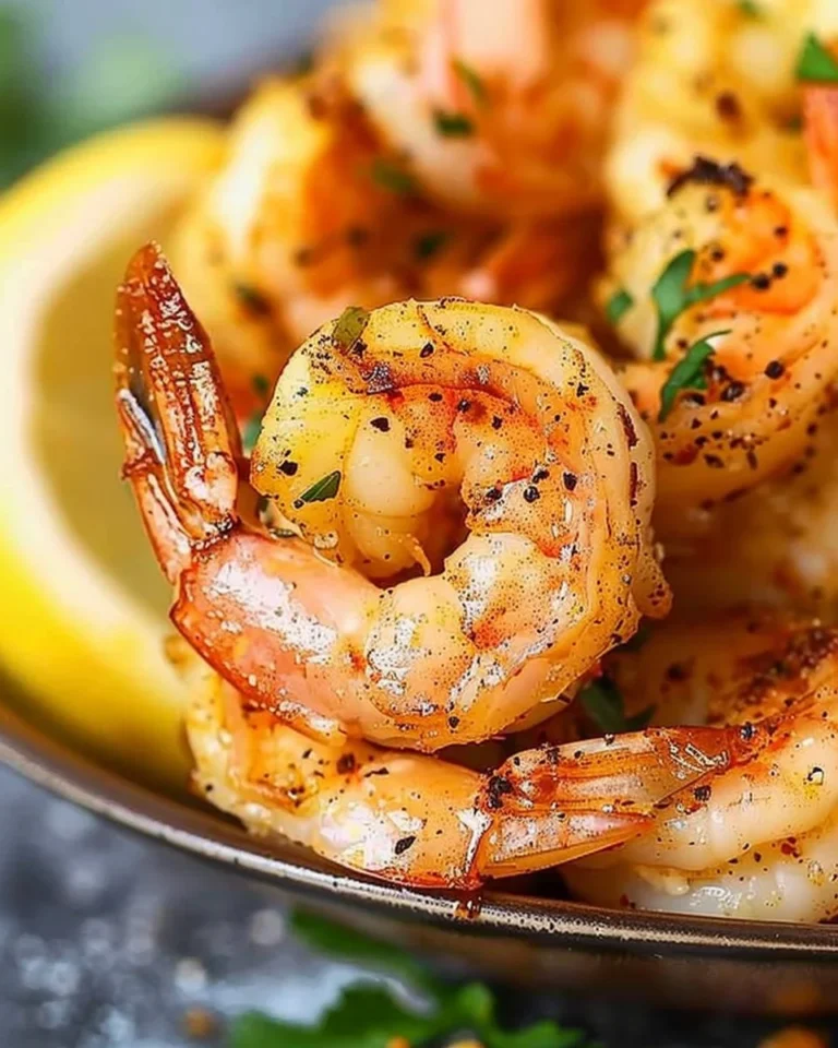 Delicious air fryer lemon pepper shrimp served on a plate
