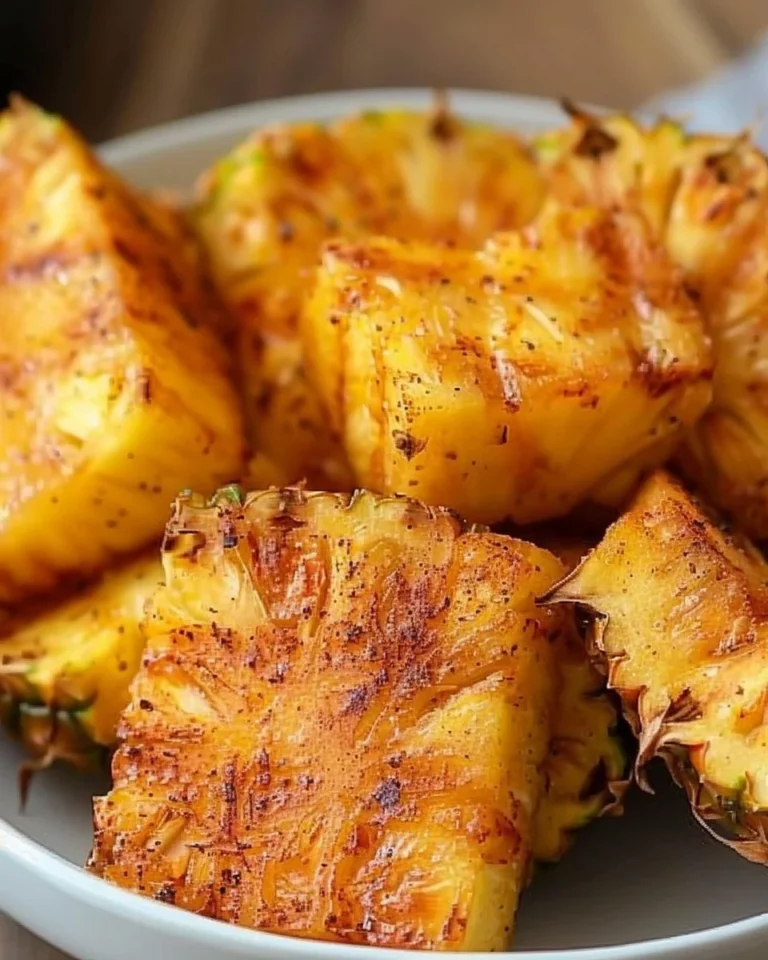 Air fryer grilled pineapple slices caramelized with Brazilian spices