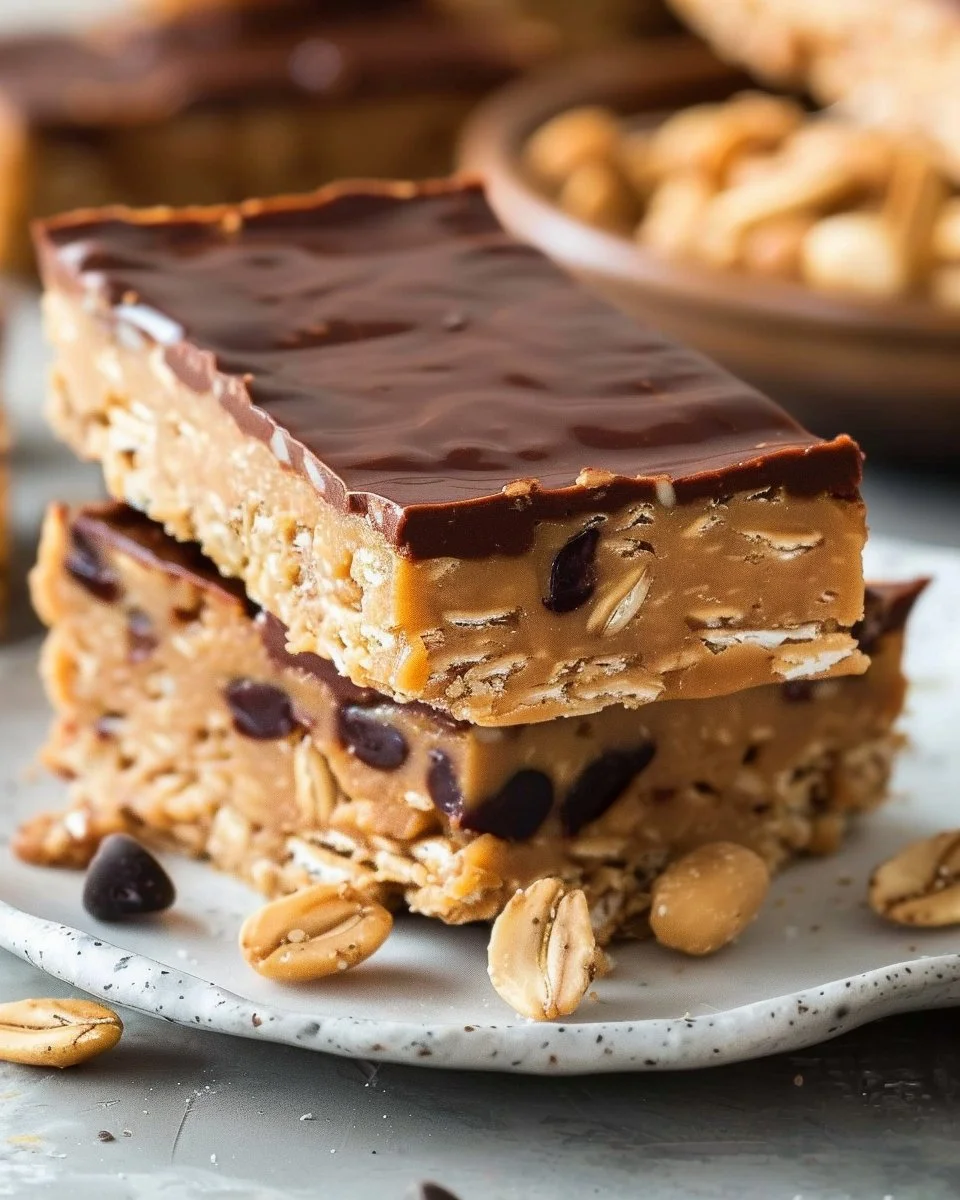Delicious no-bake protein bars on a wooden table, perfect for a healthy snack.