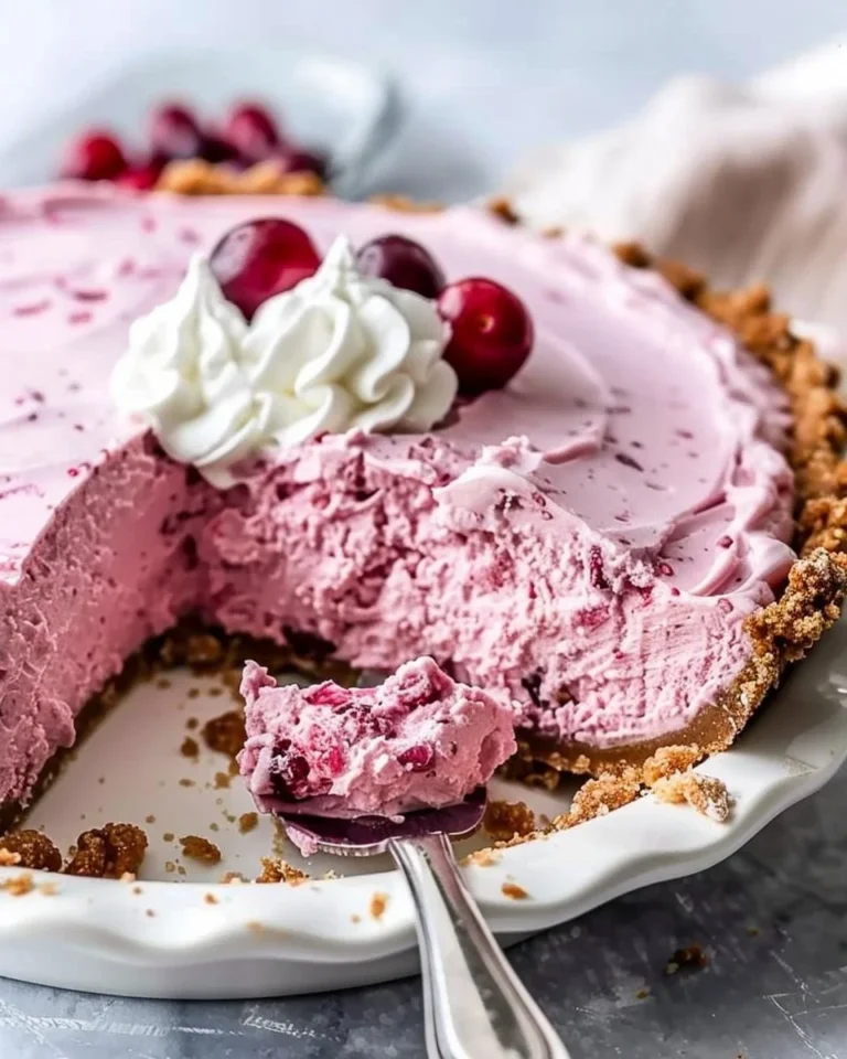 Delicious cranberry mousse pie served on a festive table