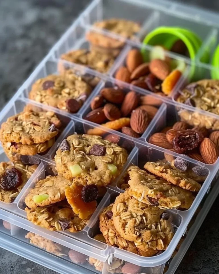Delicious homemade trail mix cookies with nuts and chocolate chips.