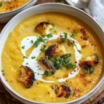Delicious homemade root vegetable soup filled with fresh ingredients.