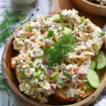 A bowl of Tuna Salad with Cottage Cheese, garnished with fresh herbs.