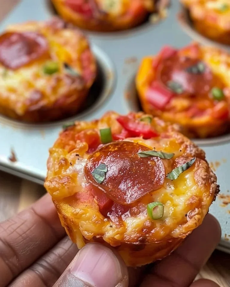 Delicious mini pizza muffins fresh out of the oven